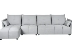 Right Hand Fabric Corner Sofa Light Grey Tomra