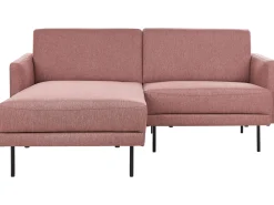 Right Hand Fabric Corner Sofa Pink Brown Breda