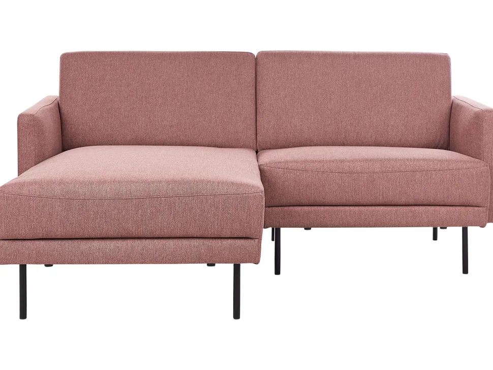 Right Hand Fabric Corner Sofa Pink Brown Breda