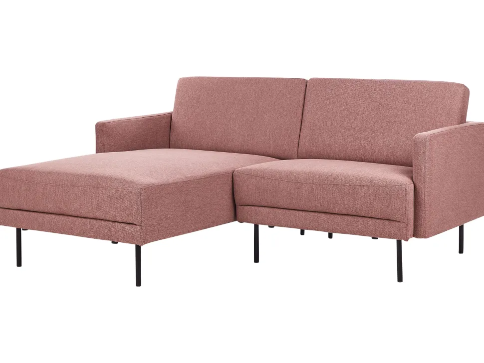 Right Hand Fabric Corner Sofa Pink Brown Breda