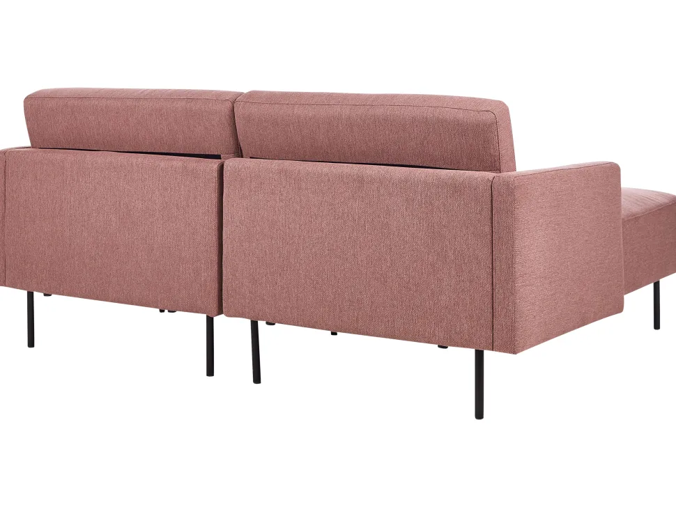 Right Hand Fabric Corner Sofa Pink Brown Breda