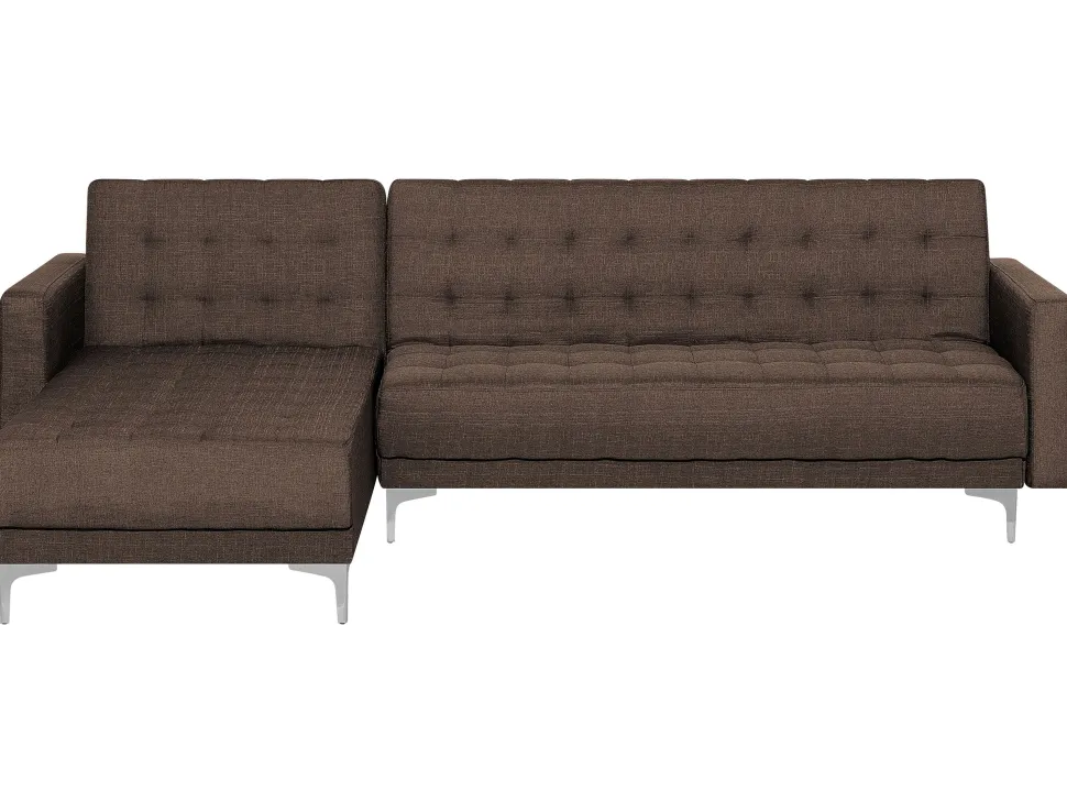 Right Hand Fabric Corner Sofa Dark Brown Aberdeen