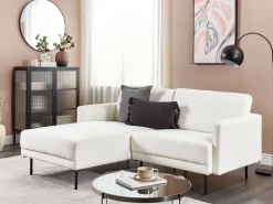 Right Hand Fabric Corner Sofa White Breda