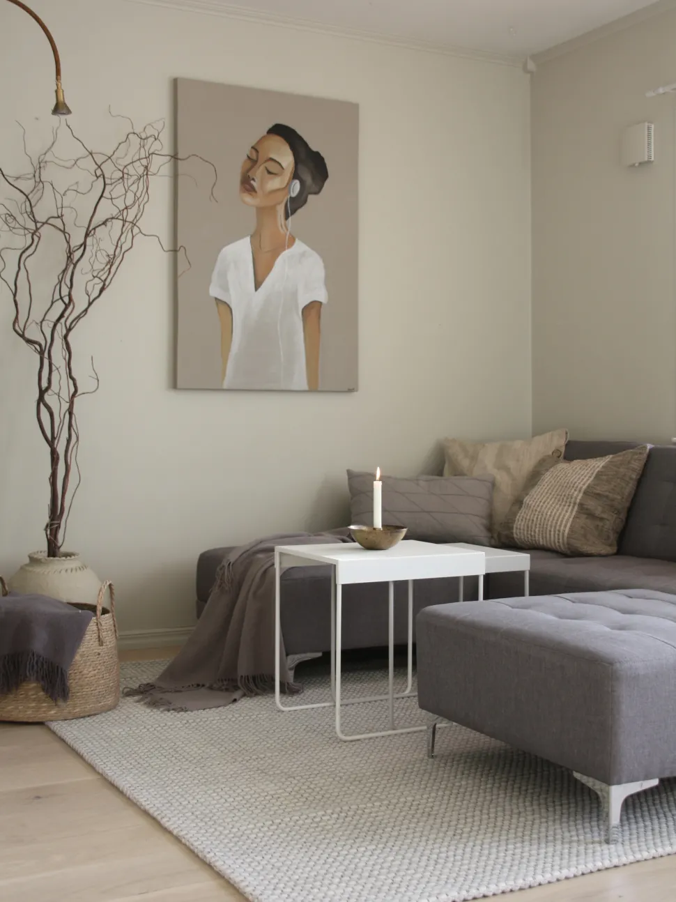 Right Hand Fabric Corner Sofa With Ottoman Grey Aberdeen