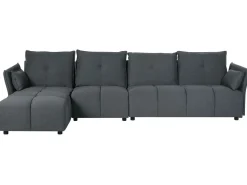 Right Hand Fabric Corner Sofa Graphite Grey Tomra
