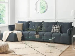 Right Hand Fabric Corner Sofa Graphite Grey Tomra