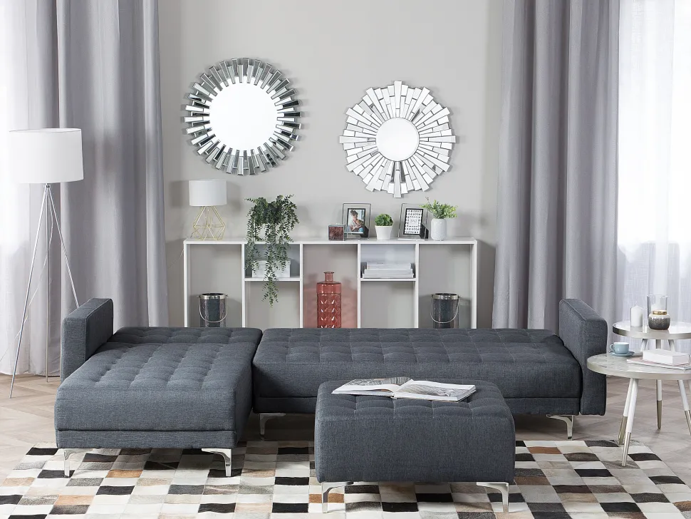 Right Hand Fabric Corner Sofa Dark Grey Aberdeen