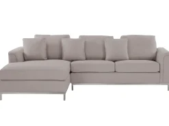 Right Hand Fabric Corner Sofa Beige Oslo