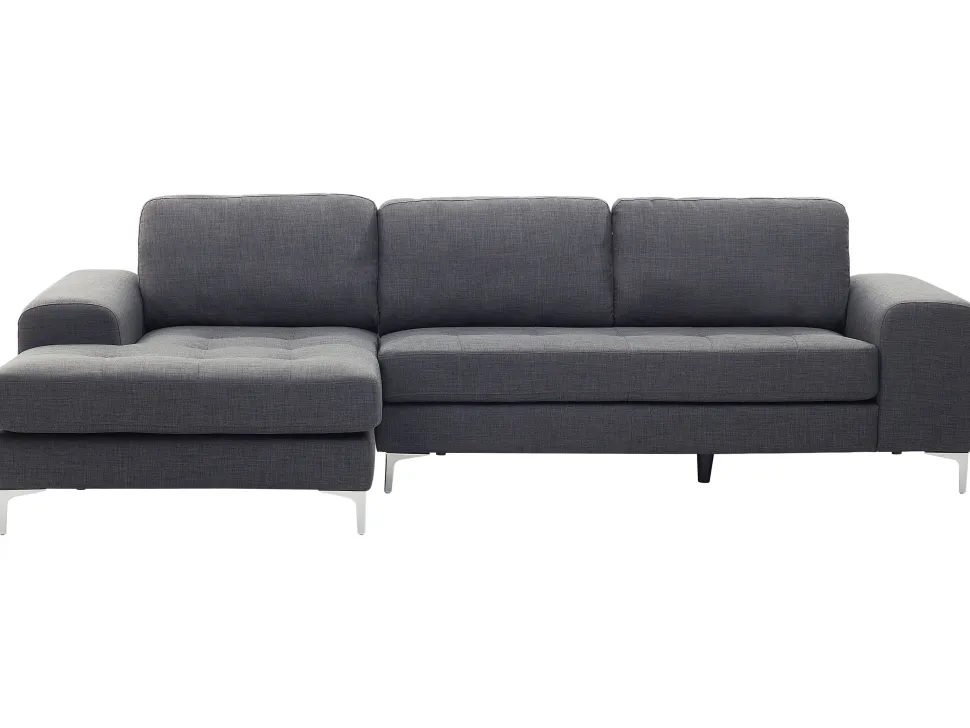 Right Hand Fabric Corner Sofa Dark Grey Kiruna