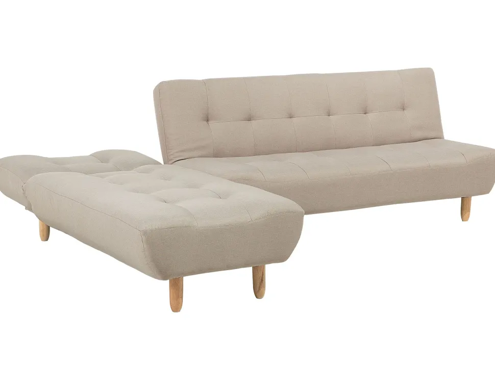 Right Hand Fabric Corner Sofa Bed Beige Alsten