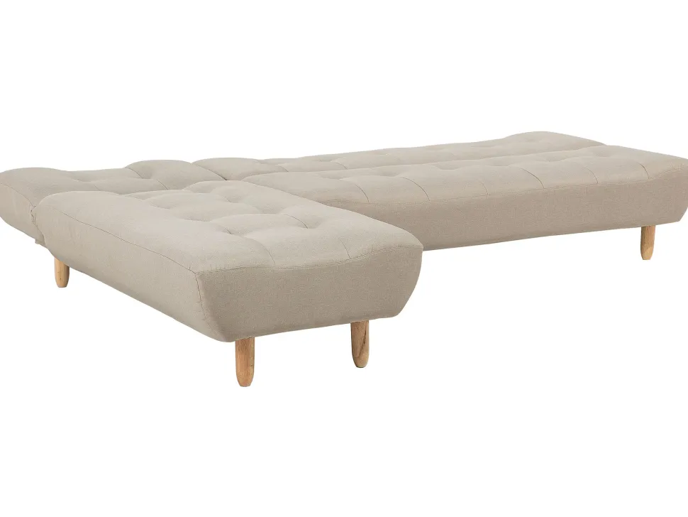 Right Hand Fabric Corner Sofa Bed Beige Alsten