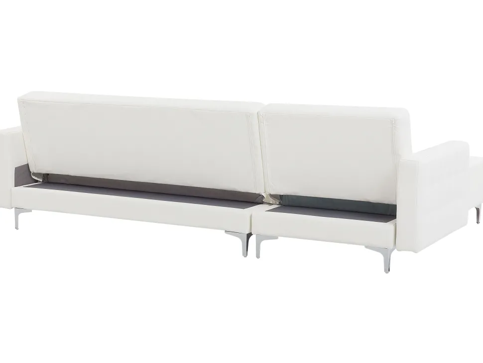 Right Hand Faux Leather Corner Sofa White Aberdeen