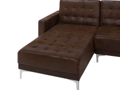 Right Hand Faux Leather Corner Sofa Brown Aberdeen
