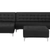 Right Hand Faux Leather Corner Sofa With Ottoman Black Aberdeen