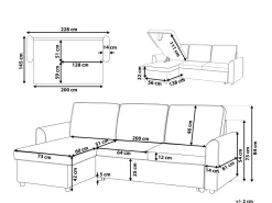 Right Hand Faux Leather Corner Sofa Bed With Storage Brown Nesna