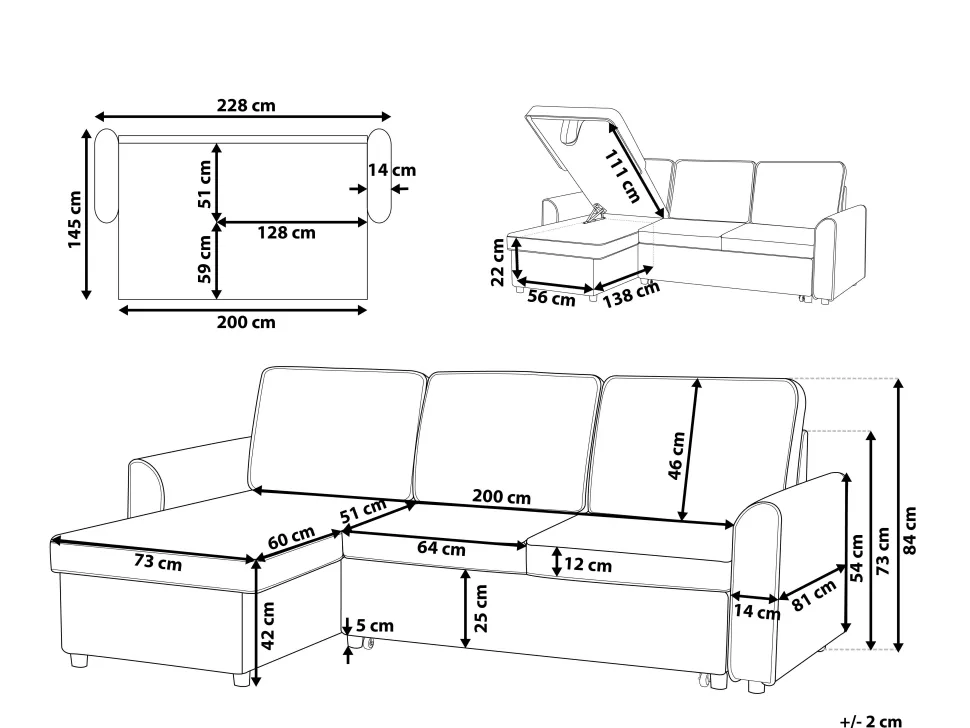 Right Hand Faux Leather Corner Sofa Bed With Storage Brown Nesna