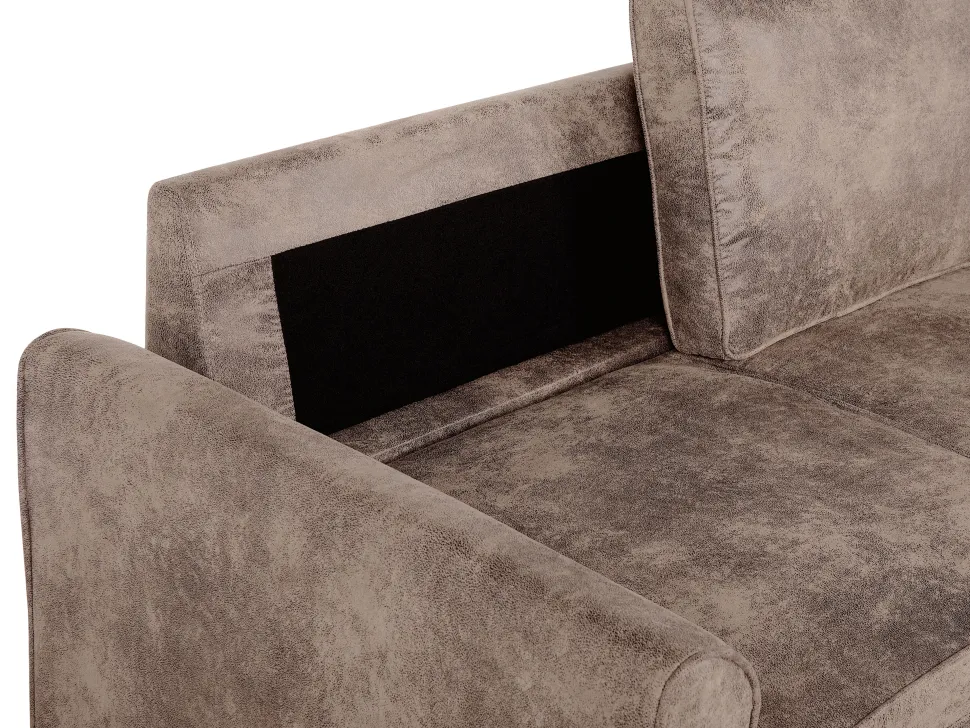 Right Hand Faux Leather Corner Sofa Bed With Storage Brown Nesna