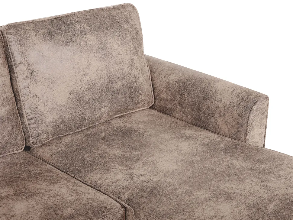 Right Hand Faux Leather Corner Sofa Bed With Storage Brown Nesna
