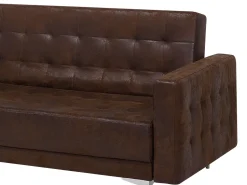 Right Hand Faux Leather Corner Sofa With Ottoman Brown Aberdeen