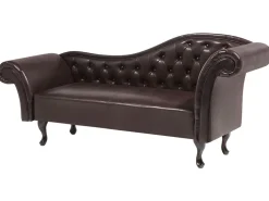 Right Hand Faux Leather Chaise Lounge Brown Lattes