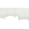 Right Hand Faux Leather Modular Sofa With Ottoman White Aberdeen