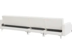 Right Hand Faux Leather Modular Sofa With Ottoman White Aberdeen