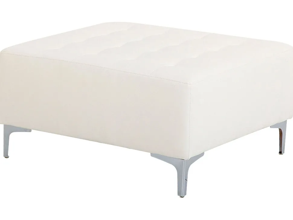 Right Hand Faux Leather Modular Sofa With Ottoman White Aberdeen
