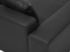 Right Hand Leather Corner Sofa Black Lungo