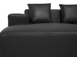 Right Hand Leather Corner Sofa Black Lungo