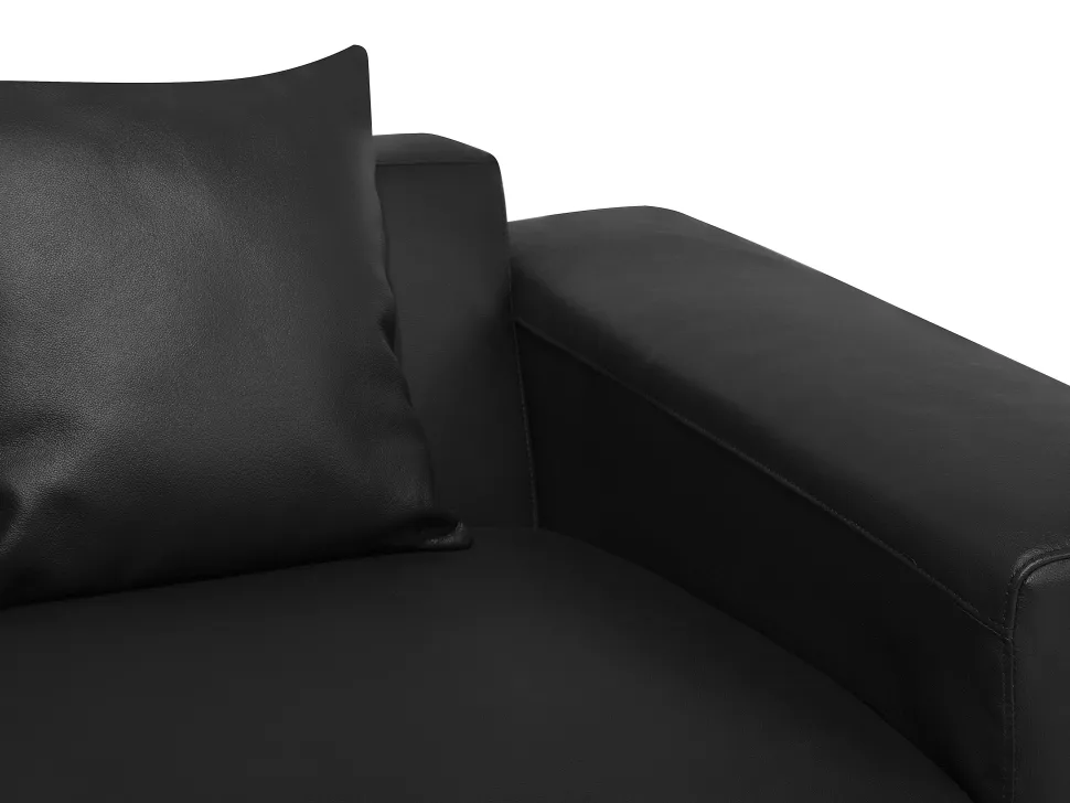 Right Hand Leather Corner Sofa Black Lungo