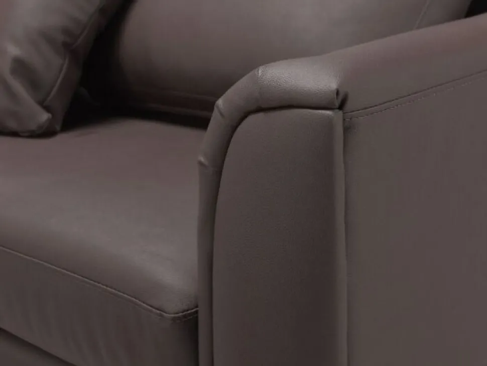 Right Hand Leather Corner Sofa With Ottoman Brown Oslo