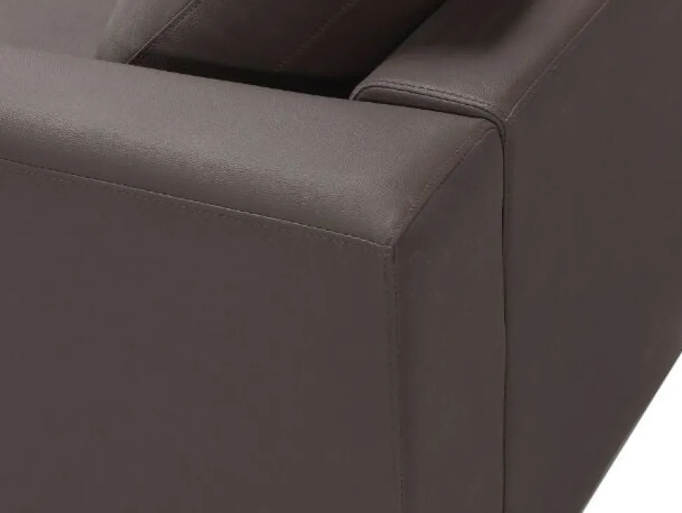 Right Hand Leather Corner Sofa With Ottoman Brown Oslo