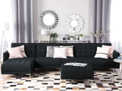 Right Hand Modular Fabric Sofa With Ottoman Graphite Grey Aberdeen