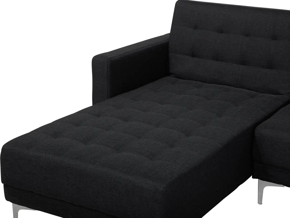Right Hand Modular Fabric Sofa With Ottoman Graphite Grey Aberdeen