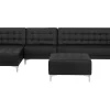 Right Hand Modular Faux Leather Sofa With Ottoman Black Aberdeen
