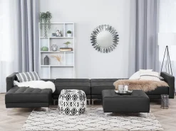 Right Hand Modular Faux Leather Sofa Black Aberdeen