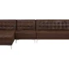 Right Hand Modular Faux Leather Sofa Brown Aberdeen