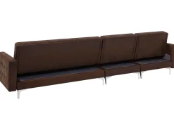 Right Hand Modular Faux Leather Sofa Brown Aberdeen