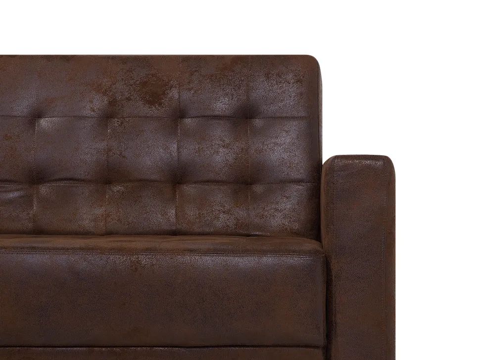Right Hand Modular Faux Leather Sofa Brown Aberdeen