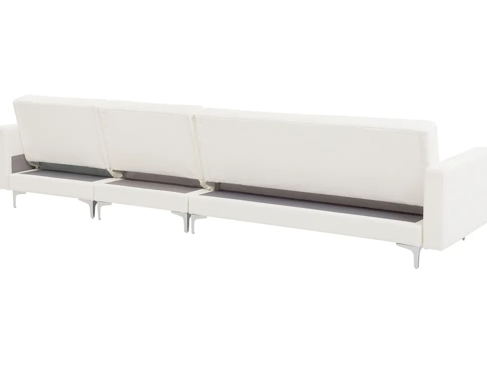 Right Hand Modular Faux Leather Sofa White Aberdeen