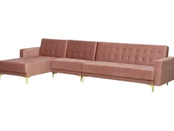 Right Hand Modular Velvet Sofa Pink Aberdeen