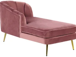 Right Hand Velvet Chaise Lounge Pink Allier