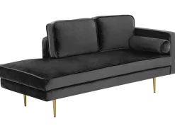 Right Hand Velvet Chaise Lounge Black Miramas