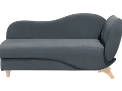 Right Hand Velvet Chaise Lounge With Storage Dark Grey Meri