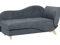 Right Hand Velvet Chaise Lounge With Storage Dark Grey Meri