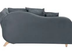 Right Hand Velvet Chaise Lounge With Storage Dark Grey Meri