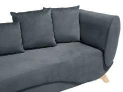 Right Hand Velvet Chaise Lounge With Storage Dark Grey Meri