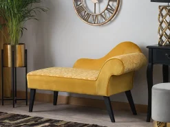 Right Hand Velvet Chaise Lounge Yellow Biarritz