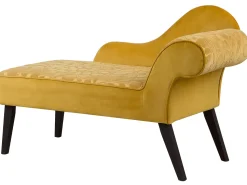 Right Hand Velvet Chaise Lounge Yellow Biarritz