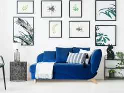 Right Hand Velvet Chaise Lounge With Storage Blue Meri